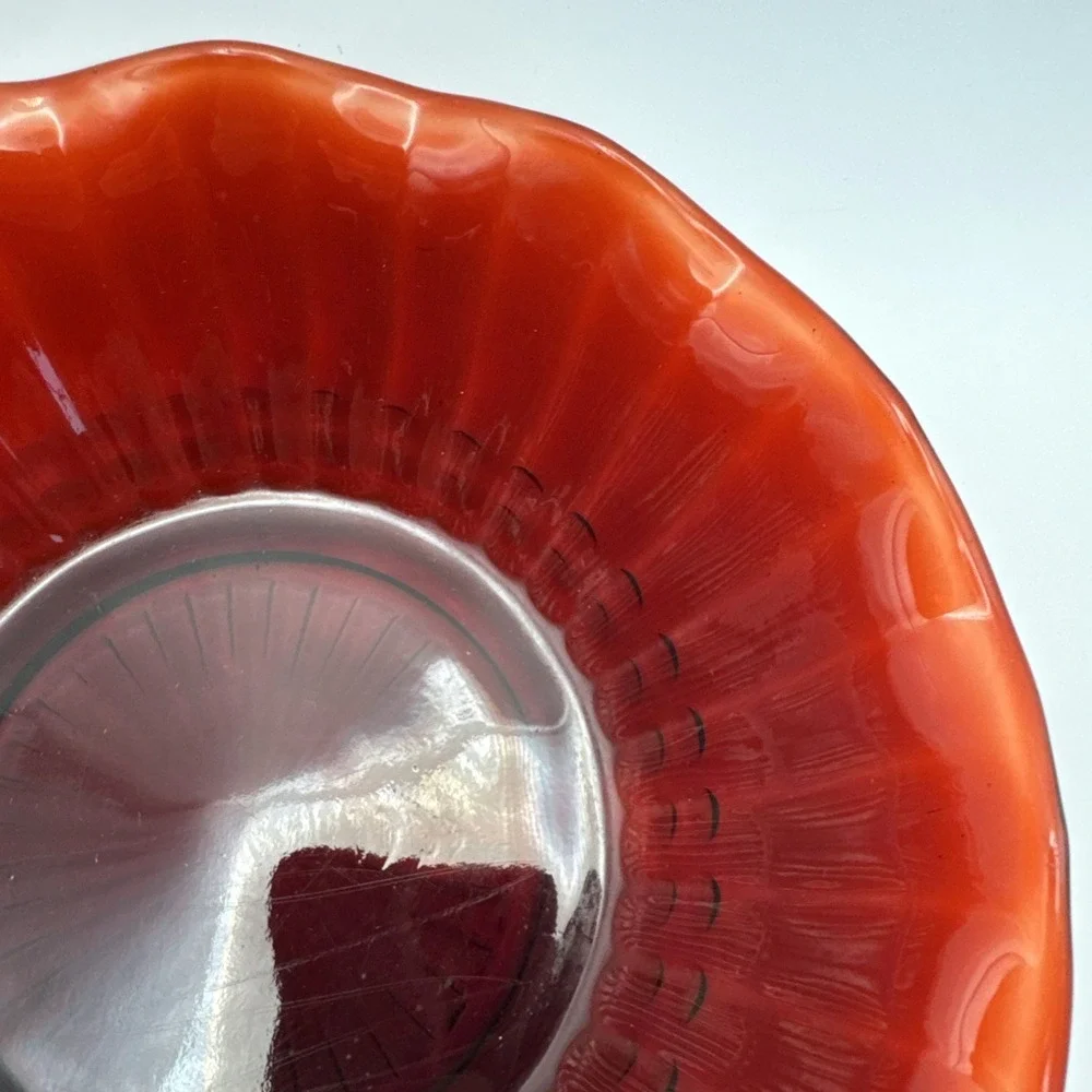 Ruby Red scalloped edge bowl‎ 6.5 inches